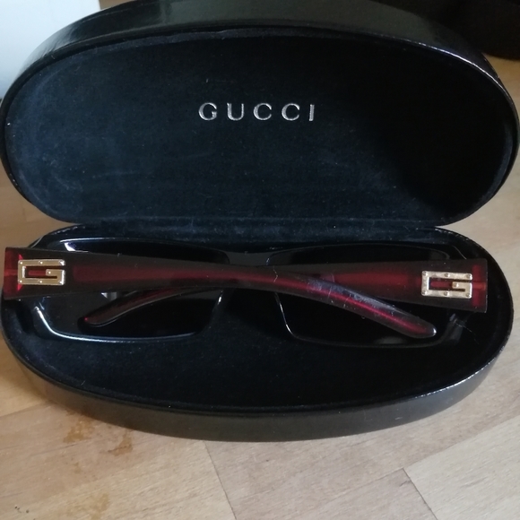 Gucci 1998 Vintage Sunglasses Dark Red Gold Grey Rectangle Wrap Gg 2515/S 9c7 - Picture 8 of 8